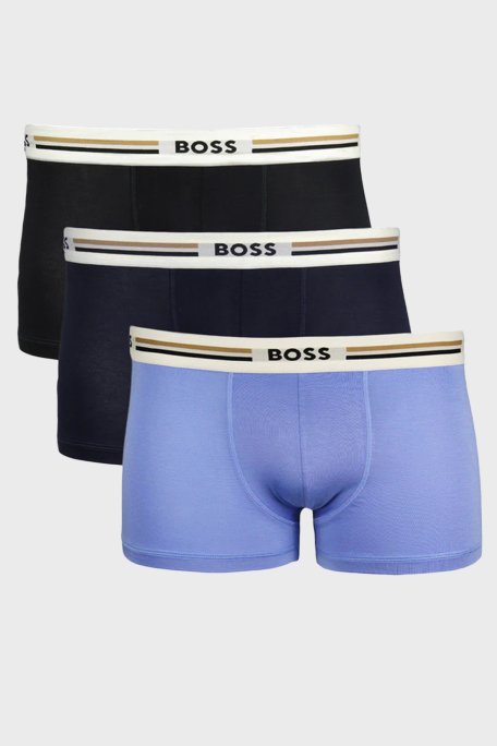 Boss Logolu Pamuklu 3 Pack Erkek Boxer 50492200 979 Lacivert-Siyah-Haki - Boss