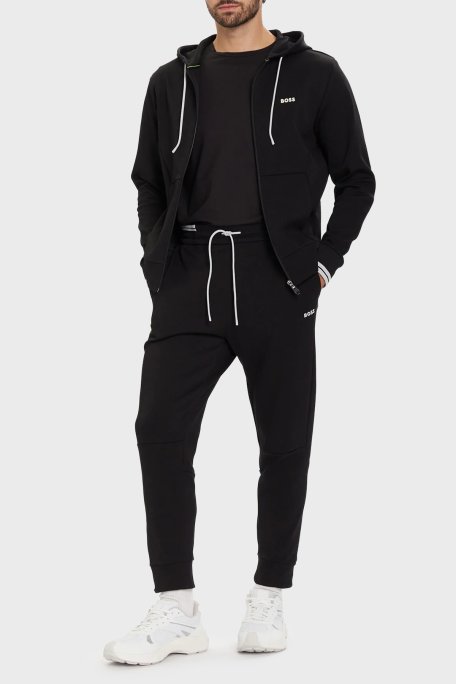 Boss Logolu Pamuklu Çizgi Detaylı Regular Fit Erkek Eşofman Takımı 50555433 001 SİYAH - Boss