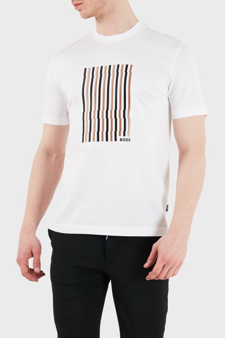 Boss Logolu Pamuklu Regular Fit Bisiklet Yaka Erkek T Shirt 50560466 100 BEYAZ - Boss
