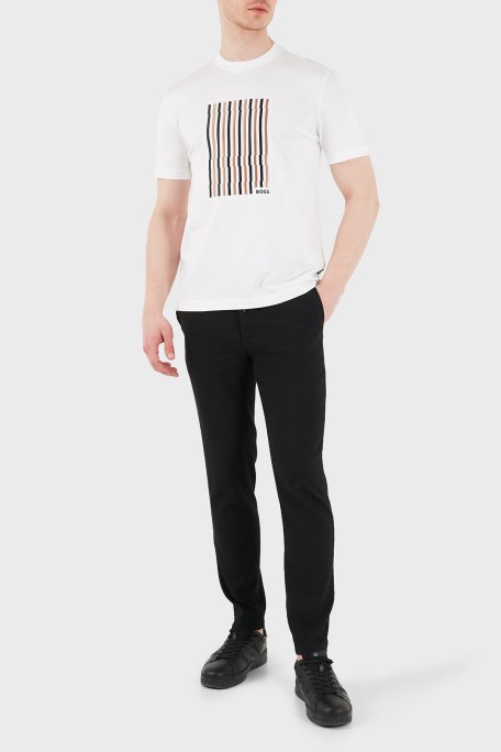 Boss Logolu Pamuklu Regular Fit Bisiklet Yaka Erkek T Shirt 50560466 100 BEYAZ - Boss (1)
