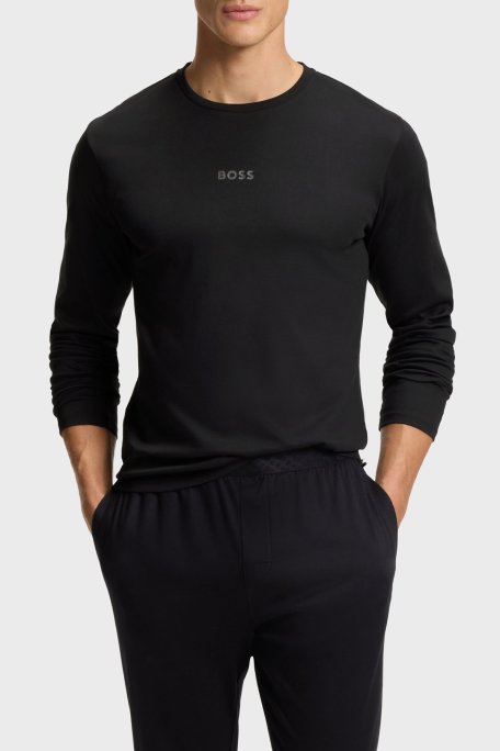 Boss Logolu Pamuklu Regular Fit Bisiklet Yaka Uzun Kollu Erkek Pijama Takımı 50550547 001 SİYAH - Boss (1)