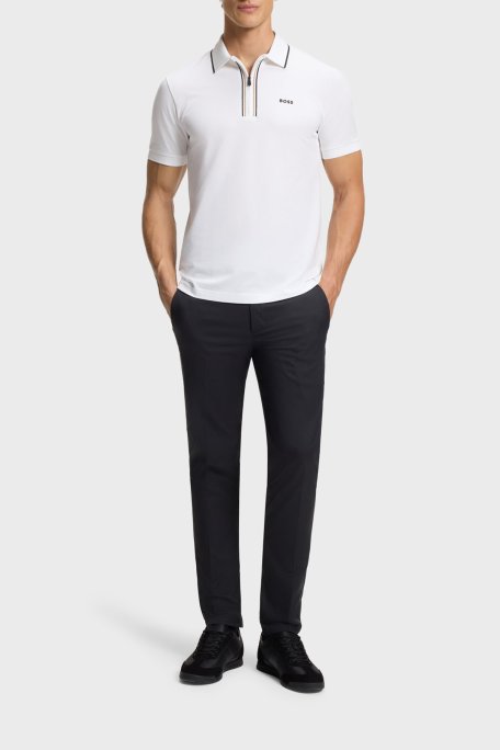 Boss Logolu Pamuklu Slim Fit Yaırım Fermuarlı Erkek Polo 50555698 100 BEYAZ - Boss (1)