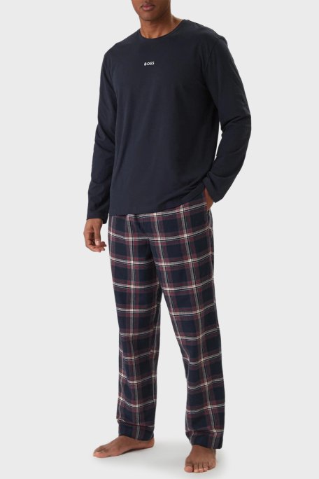 Boss Logolu Regular Fit Cepli Erkek Pijama Takımı 50550777 460 LACİVERT - Boss