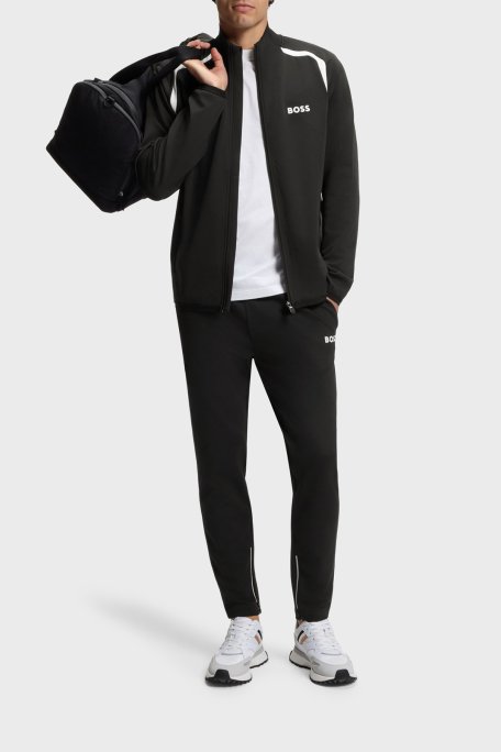 Boss Logolu Regular Fit Dik Yaka Fermuarlı Erkek Sweat 50554402 001 SİYAH-BEYAZ - Boss (1)