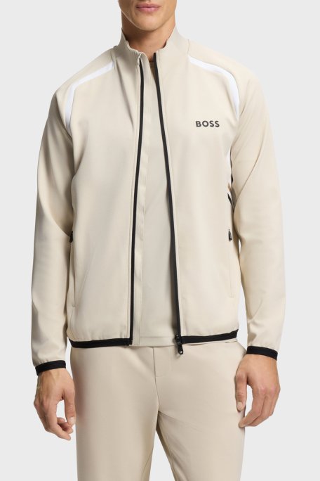 Boss Logolu Regular Fit Dik Yaka Fermuarlı Sweat Erkek Sweatshirt 50554402 272 BEJ - Boss