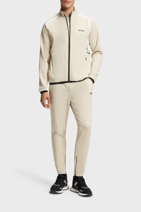 Boss Logolu Regular Fit Dik Yaka Fermuarlı Sweat Erkek Sweatshirt 50554402 272 BEJ - Boss (1)