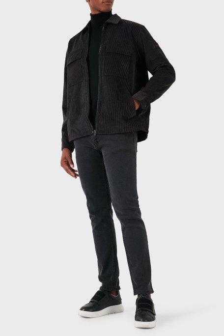 Boss Logolu Regular Fit Fermuarlı Kadife Erkek Gömlek 50527341 001 SİYAH - Boss (1)