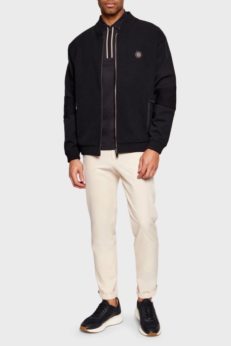 Boss Logolu Regular Fit Kolej Yaka Çift Kullanımlı Bomber Erkek Ceket 50544009 001 SİYAH - Boss (1)