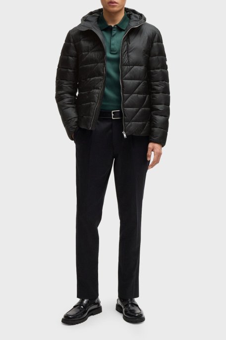 Boss Logolu Regular Fit Su İtici Kapüşonlu Şişme Erkek Mont 50524648 001 SİYAH - Boss (1)