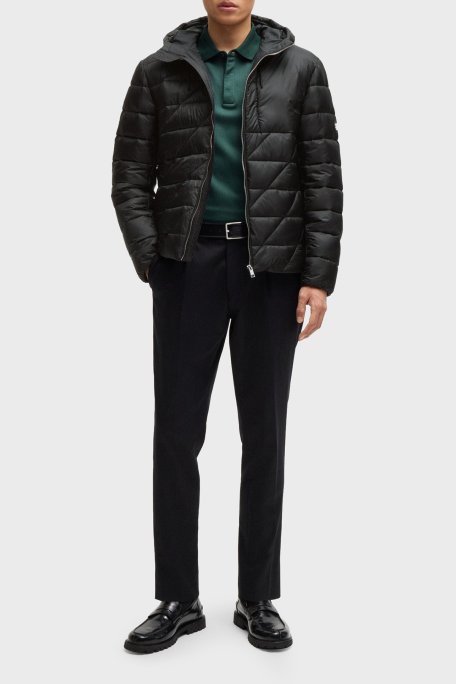 Boss Logolu Regular Fit Su İtici Kapüşonlu Şişme Erkek Mont 50524648 001 SİYAH - Boss (1)