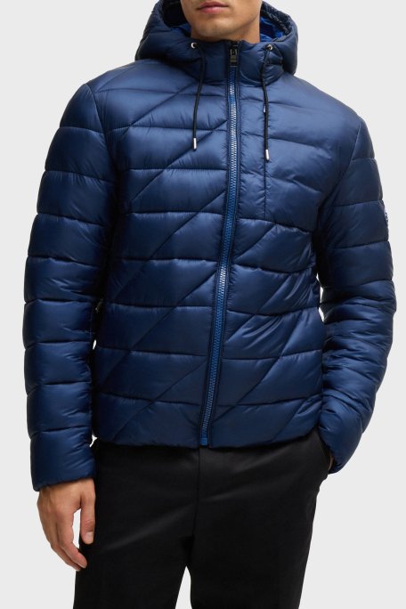 Boss Logolu Regular Fit Su İtici Kapüşonlu Şişme Erkek Mont 50524648 485 SAKS - Boss