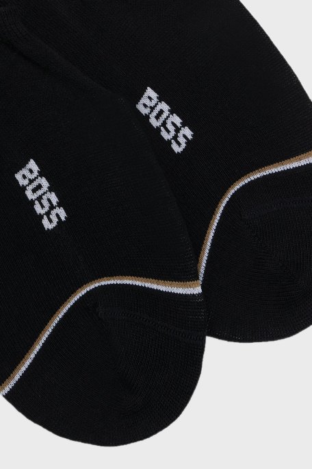 Boss Logolu Streç Pamuklu 2 Pack Babet Erkek Çorap 50522704 001 SİYAH - Boss (1)