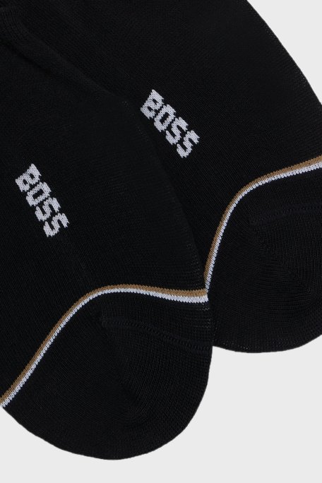 Boss Logolu Streç Pamuklu 2 Pack Babet Erkek Çorap 50522704 001 SİYAH - Boss (1)