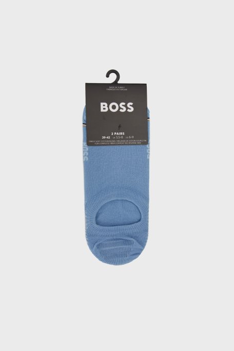 Boss Logolu Streç Pamuklu 2 Pack Babet Erkek Çorap 50522704 455 MAVİ - Boss