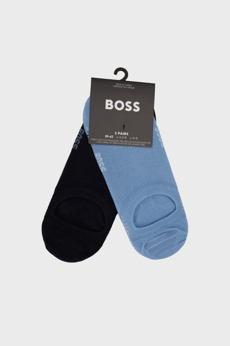Boss Logolu Streç Pamuklu 2 Pack Babet Erkek Çorap 50522704 455 MAVİ - Boss (1)