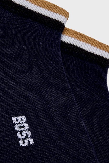 Boss Logolu Streç Pamuklu 2 Pack Erkek Çorap 50491192 401 LACİVERT - Boss (1)