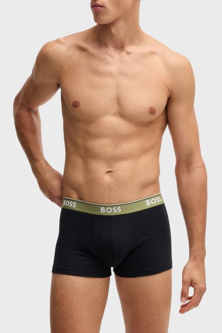 Boss Logolu Streç Pamuklu 3 Pack Erkek Boxer 50531701 990 SİYAH-YEŞİL - Boss (1)