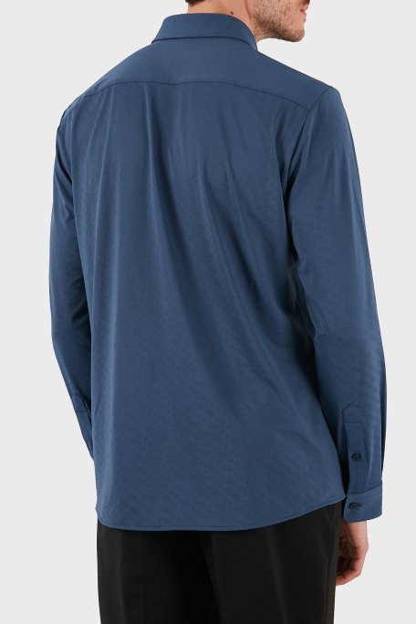 Boss Logolu Streç Reagular Fit Düz Yaka Erkek Gömlek 50533570 425 LACİVERT - Boss (1)