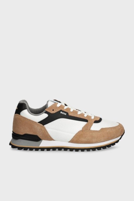 Boss Logolu Süet Detaylı Sneaker Erkek Ayakkabı 50523221 281 KAHVE-BEYAZ - Boss