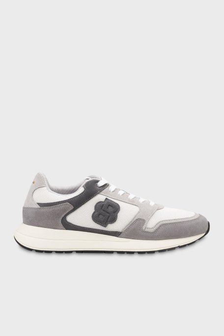 Boss Logolu Süet Detaylı Sneaker Erkek Ayakkabı 50554612 061 BEYAZ-GRİ - Boss