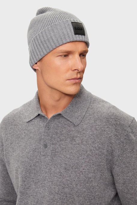 Boss Logolu Yünlü Erkek Bere 50522426 041 GRİ - Boss (1)