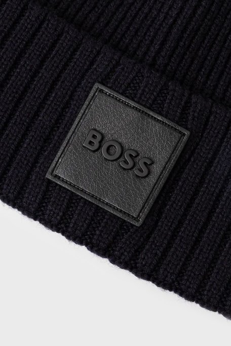 Boss Logolu Yünlü Erkek Bere 50522426 404 LACİVERT - Boss (1)