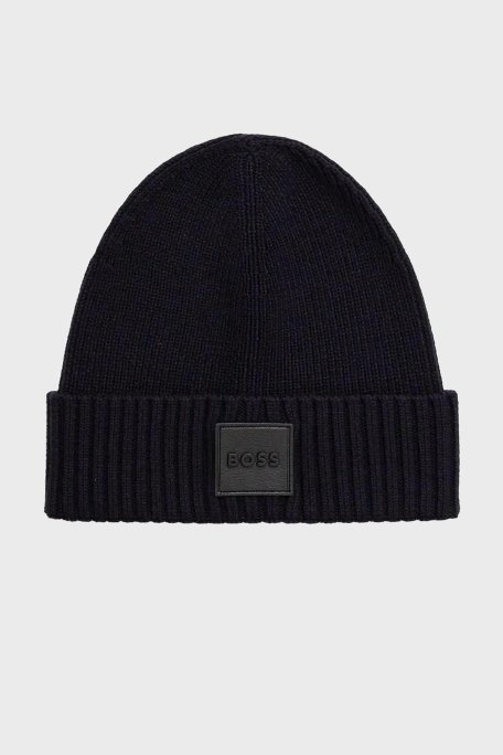 Boss Logolu Yünlü Erkek Bere 50522426 404 LACİVERT - Boss