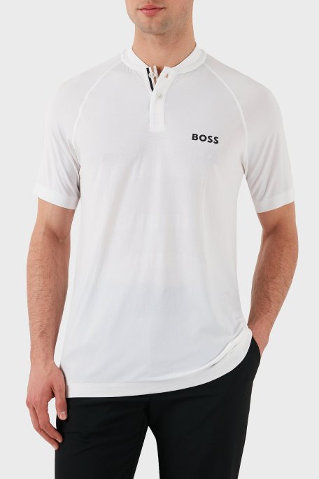 Boss Minimal Logo Baskılı Regular Fit Düğmeli Kolej Yaka Erkek T Shirt 50506189 100 BEYAZ - Boss