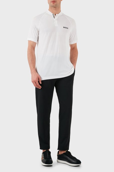 Boss Minimal Logo Baskılı Regular Fit Düğmeli Kolej Yaka Erkek T Shirt 50506189 100 BEYAZ - Boss (1)