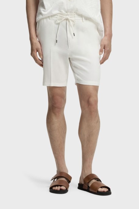 Boss Modern Kesimli Keten Karışımlı Erkek Şort 50557537 100 BEYAZ - Boss