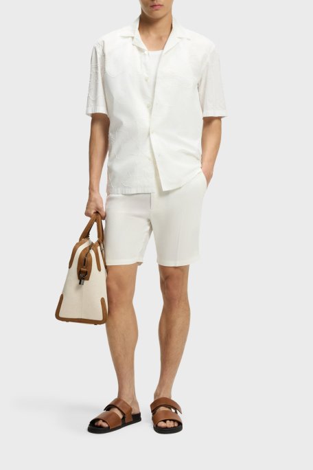 Boss Modern Kesimli Keten Karışımlı Erkek Şort 50557537 100 BEYAZ - Boss (1)