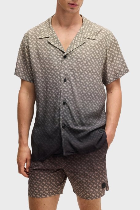 Boss Monogram Baskılı Regular Fit Erkek Gömlek 50534342 001 KAHVE - Boss