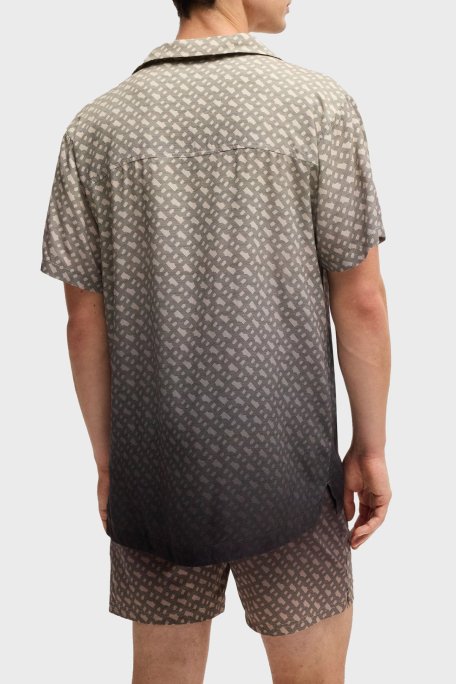 Boss Monogram Baskılı Regular Fit Erkek Gömlek 50534342 001 KAHVE - Boss (1)