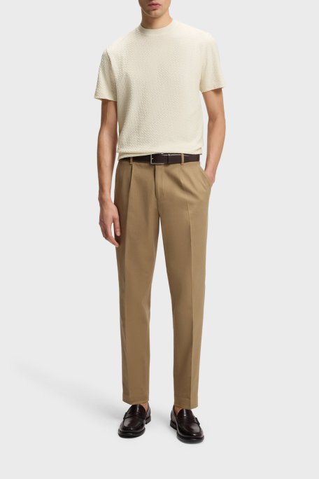 Boss Monogram Jakarlı % 100 Pamuk Regular Fit Bisiklet Yaka Erkek T Shirt 50557395 131 BEJ - Boss (1)