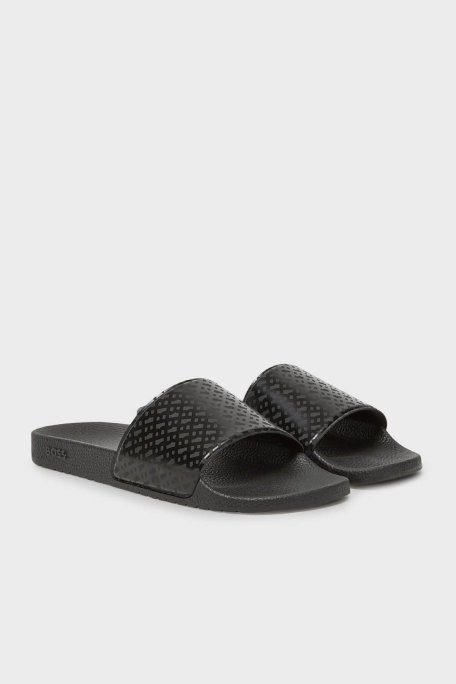 Boss Monogram Logo Baskılı Erkek Terlik 50541783 001 SİYAH - Boss (1)