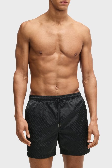 Boss Monogram Logo Baskılı Regular Fit Normal Bel Mayo Erkek Short 50539313 001 SİYAH - Boss