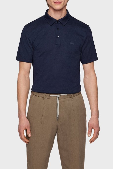 Boss Organik Pamuklu Sliim Fit Düğmeli Erkek Polo Yaka T Shirt 50471335 404 LACİVERT - Boss