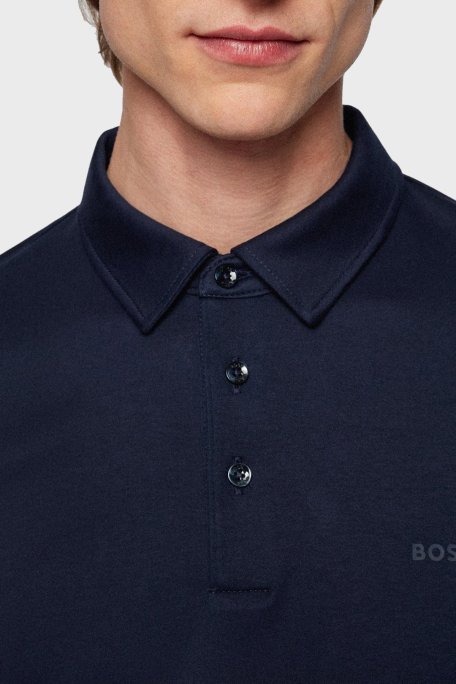 Boss Organik Pamuklu Sliim Fit Düğmeli Erkek Polo Yaka T Shirt 50471335 404 LACİVERT - Boss (1)
