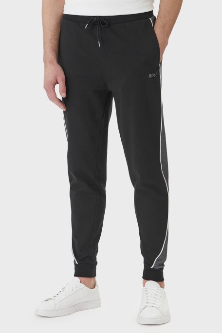 Boss Pamuk Karışımlı Kontrast Lastikli Paça Erkek Pantolon 50554794 001 SİYAH - Boss