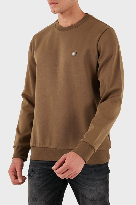 Boss Pamuk Karışımlı Regular Fit Bisiklet Yaka Erkek Sweat 50520302 217 KAHVE - Boss