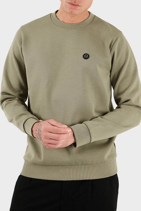 Boss Pamuk Karışımlı Regular Fit Bisiklet Yaka Erkek Sweat 50520302 245 HAKİ - Boss