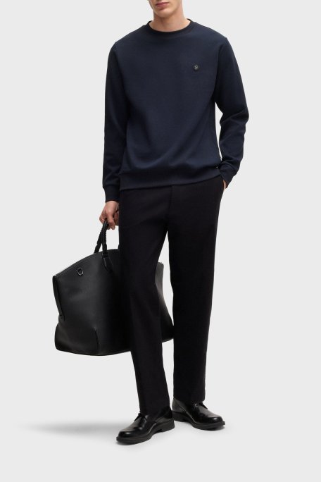 Boss Pamuk Karışımlı Regular Fit Bisiklet Yaka Erkek Sweat 50520302 404 LACİVERT - Boss (1)