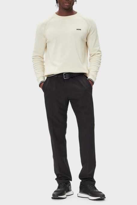 Boss Pamuk Karışımlı Regular Fit Bisiklet Yaka Logolu Erkek Kazak 50541938 131 KREM - Boss (1)