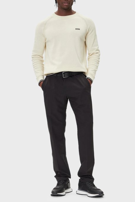 Boss Pamuk Karışımlı Regular Fit Bisiklet Yaka Logolu Erkek Kazak 50541938 131 KREM - Boss (1)