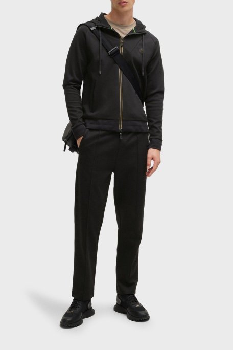 Boss Pamuk Karışımlı Regular Fit Kapüşonlu Fermuarlı Erkek Sweat 50530969 001 SİYAH - Boss (1)