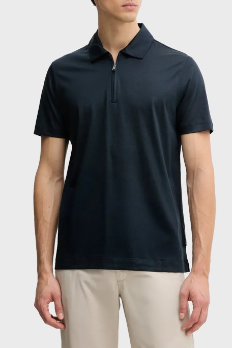 Boss Pamuk Karışımlı Regular Fit Yarım Fermuarlı Erkek Polo Yaka T Shirt 50537954 404 LACİVERT - Boss