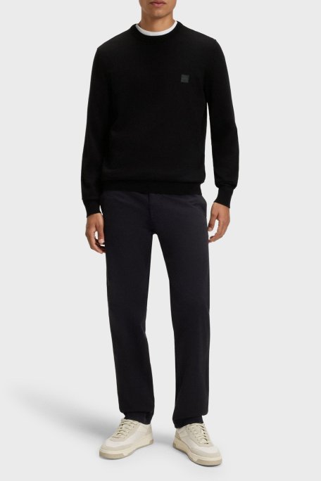 Boss Pamuk ve Kaşmir Karışımlı Regular Fit Bisiklet Yaka Erkek Kazak 50527583 001 SİYAH - Boss (1)