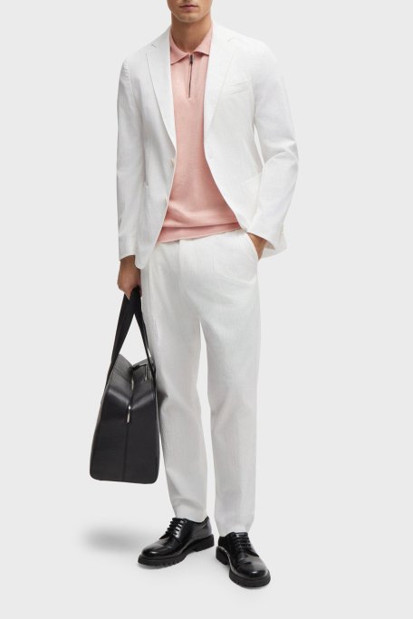 Boss Pamuklu Gofre Slim Fit Blazer Erkek Ceket 50514667 100 BEYAZ - Boss (1)