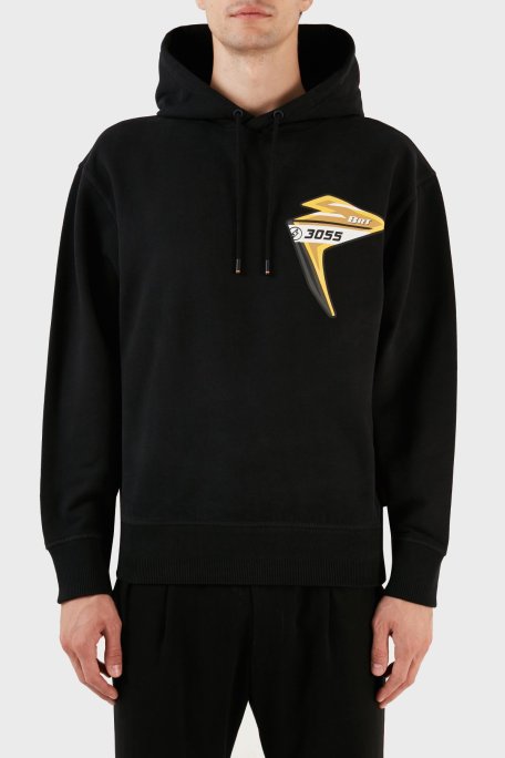 Boss Pamuklu Kapüşonlu Arka ve Ön Baskılı Relax Fit Erkek Sweat 50497143 001 SİYAH - Boss