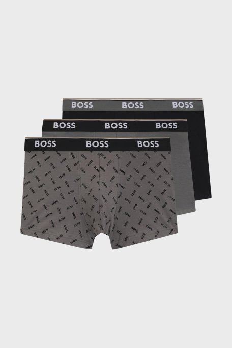Boss Pamuklu Logolu 3 Pack Erkek Boxer 50554443 060 GRİ-SİYAH-GRİ - Boss